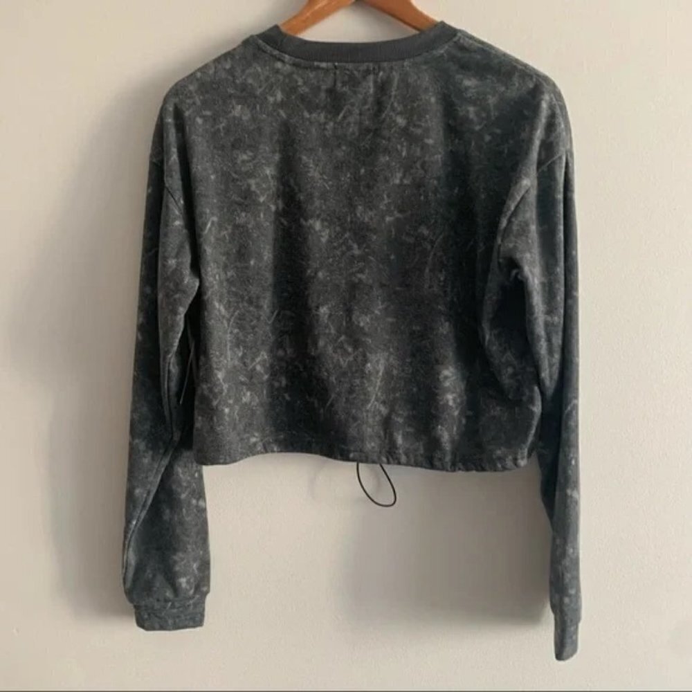 ARDENE NWT Acid Wash Tie Dye Cropped Drawstring Crew Neck Sweatshirt Sweater - Picture 6 of 9
